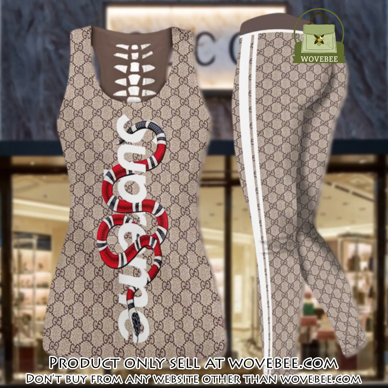 Gucci supreme snake tank top leggings set luxury brand for women yoga gym wvb0323436